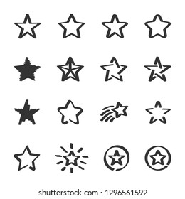 Vector set of hand drawn star.