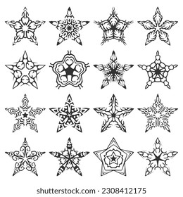 vector set of hand drawn stars