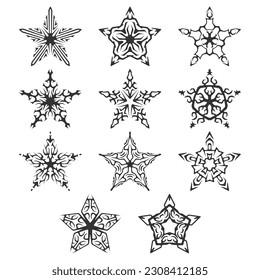vector set of hand drawn stars