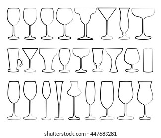 Vector set of hand drawn stemware.