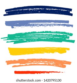 Vector set of hand drawn strokes. Multi color artistic hand drawn marker stripes various width. Grunge elements for design.