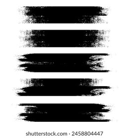 Vector set of hand drawn strokes, stains for backdrops. Textured monochrome design elements set. One color artistic rectangular backgrounds.