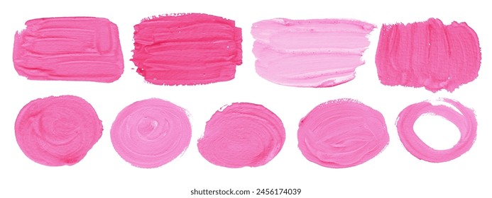 Conjunto de Vector de pinturas gruesas dibujadas a mano. Anuncios rosados para fondos