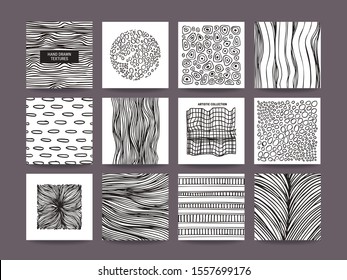 Vector set of hand drawn tribal textures, paint dabs and abstract stains. Suitable for artistic poster, flyer, invitation, web banner, social network stories business and greeting card templates.