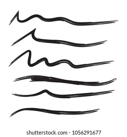 Vector set of hand drawn underline. Felt tip brush smears. Paint stripe.