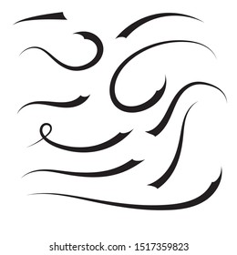Vector set of hand drawn underline. Black scribble brush strokes collection. Felt tip brush smears stripe.
