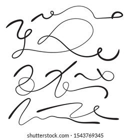 Vector set of hand drawn underline. Black scribble brush strokes collection. Felt tip brush smears stripe.