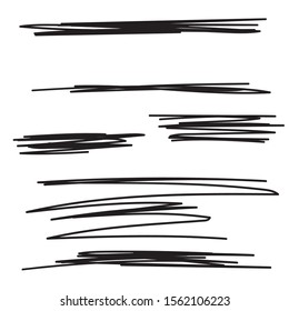 Vector set of hand drawn underline. Black scribble brush strokes collection. Felt tip brush smears stripe.