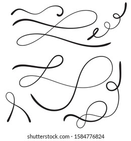 Vector set of hand drawn underline. Black scribble brush strokes collection. Felt tip brush smears stripe.