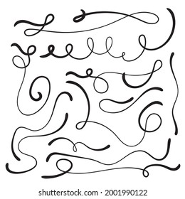 Vector set of hand drawn underline. Felt tip brush line. Black scribble brush strokes collection.