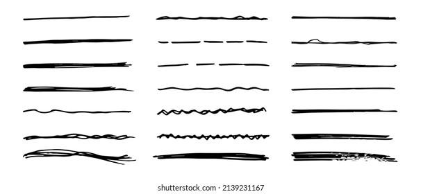 Vector set of hand drawn underline.