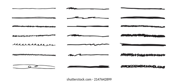 Vector set of hand drawn underline.