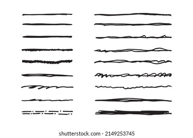 Vector set of hand drawn underline.