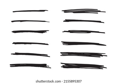 Vector set of hand drawn underline.