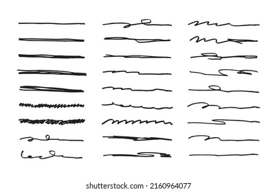 Vector set of hand drawn underline.