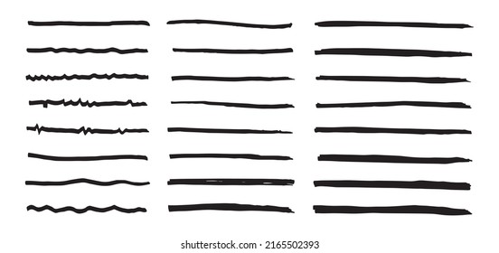 Vector set of hand drawn underline.