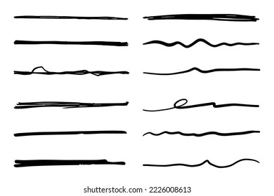 Vector set of hand drawn underline.