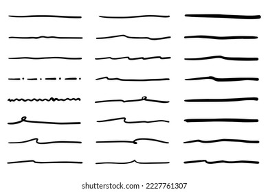 Vector set of hand drawn underline.
