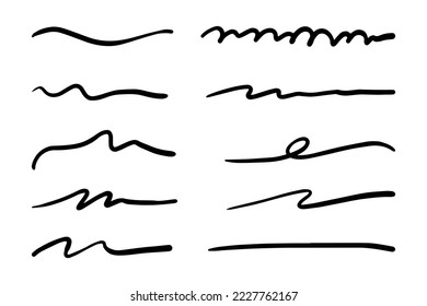 Vector set of hand drawn underline.