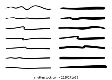 Vector set of hand drawn underline.