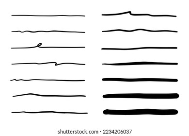 Vector set of hand drawn underline.