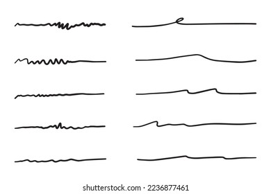Vector set of hand drawn underline.