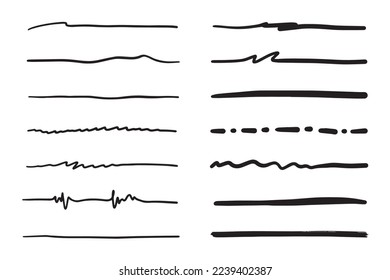 Vector set of hand drawn underline.