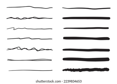 Vector set of hand drawn underline.