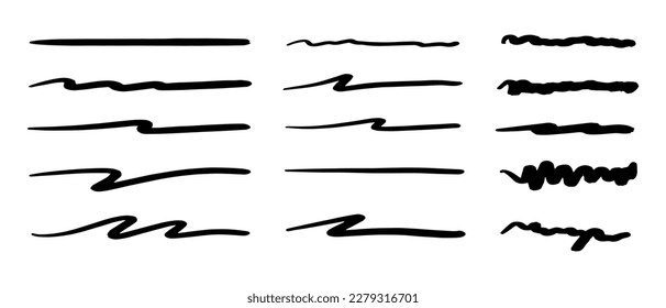 Vector set of hand drawn underline.