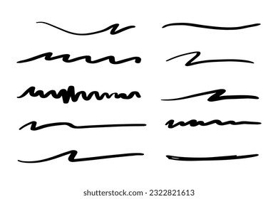 Vector set of hand drawn underline.