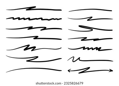 Vector set of hand drawn underline.