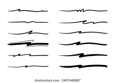 Vector set of hand drawn underline.