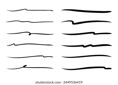 Vector set of hand drawn underline.