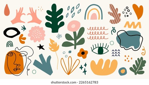 Vector set of hand drawn various shapes vector abstract elements. Modern trendy elements, constructor for your design.