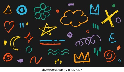 Vector set of hand drawn various shapes vector abstract elements. Modern trendy elements, constructor for your design.