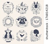 vector set of hand drawn vintage elements