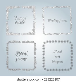 vector set of hand drawn Vintage frame template