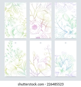 vector set of hand drawn vintage floral cards