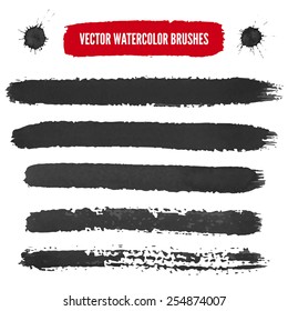 Vector set of hand drawn watercolor brushes