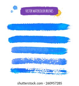 Vector set of hand drawn watercolor brush strokes