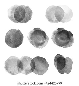 Vector. Set of hand drawn watercolor blots. Hand drawn watercolor blots good for your design, logo, label, print, card, banner. Elements for your design.