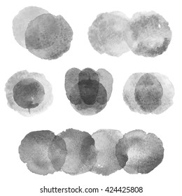 Vector. Set of hand drawn watercolor blots. Hand drawn watercolor blots good for your design, logo, label, print, card, banner. Elements for your design.