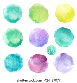 Vector. Set of hand drawn watercolor blots. Hand drawn watercolor blots good for your design, logo, label, print, card, banner. Elements for your design.