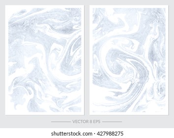 Vector. Set of hand drawn watercolor marble textures. Set of cards with gentle marble textures for your design, logo, postcard, invitation, save the date.