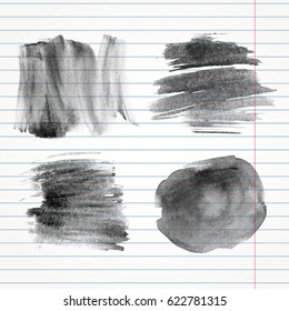 Vector set of hand drawn watercolor brush strokes and stains.