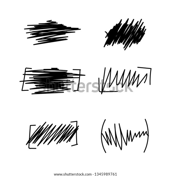 Vector set of hand drawn wave hiss distortion\
paint overs sketching I strikethrough a background for text this is\
drawn in pencil.