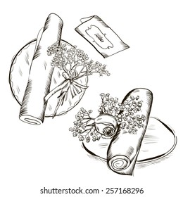 Vector set of hand drawn wedding elements
