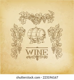 vector set of hand drawn wine list