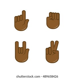 Vector set of hand gestures icons. Sign language. Signals of hands, fingers for communication. Isolated color illustration isolated on white