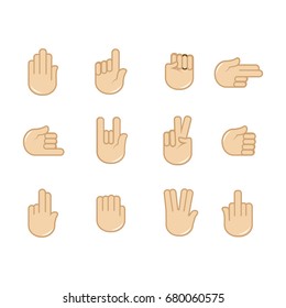 Vector set of hand gestures icons. Sign language.